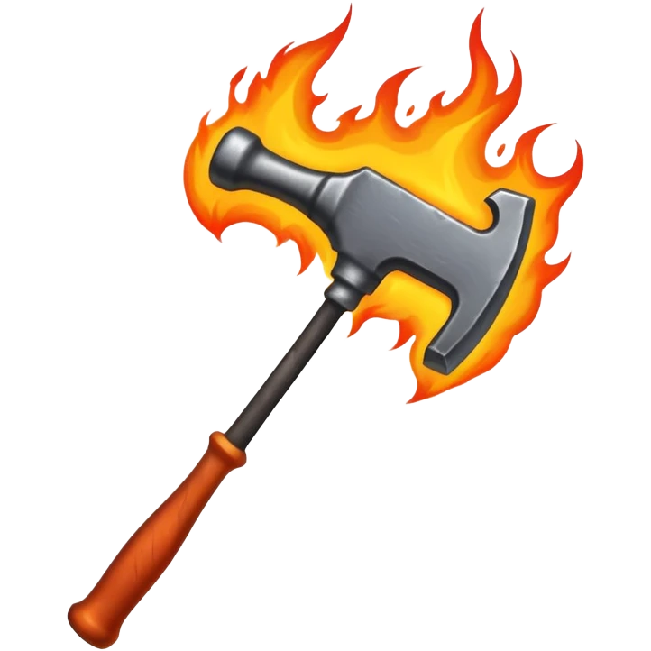 blacksmith hammer engulfed in flames emoji