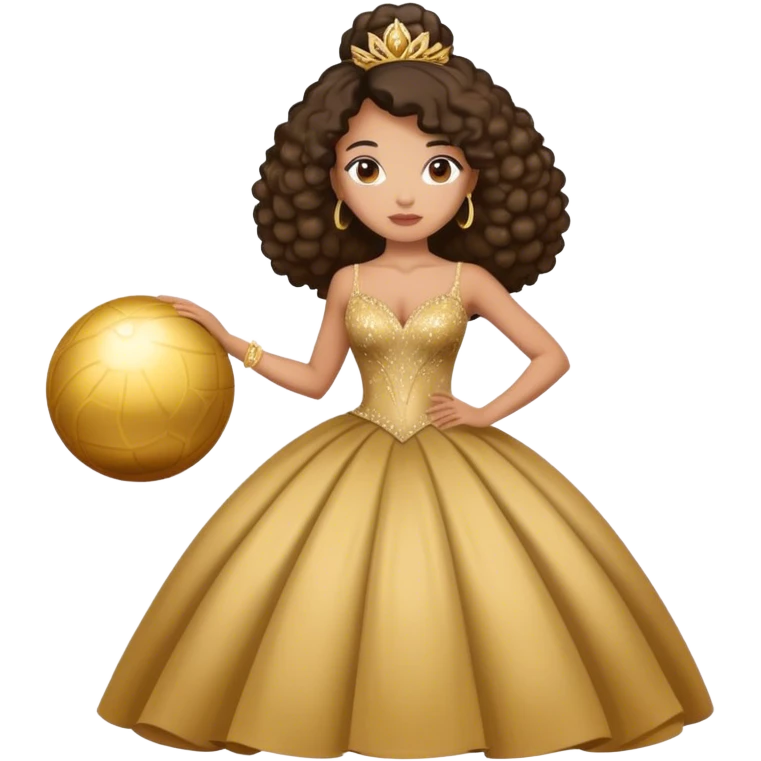 Biracial women in gold ball gown emoji