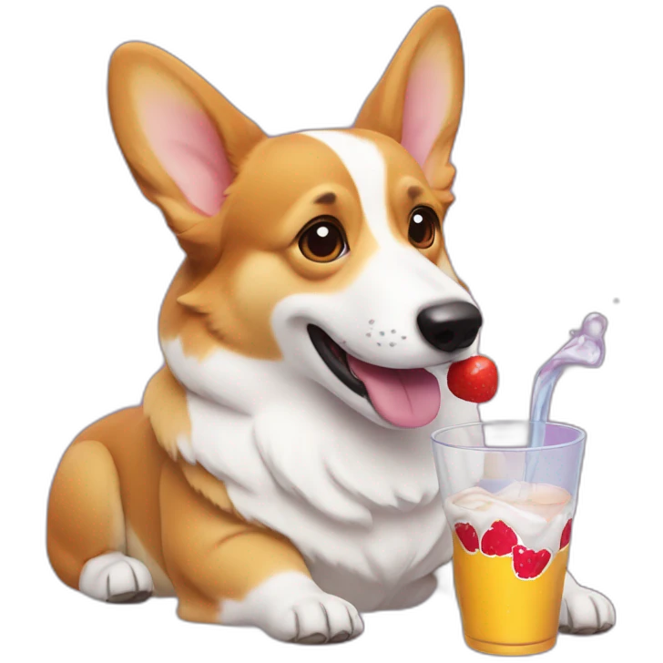 corgi drinking a redbull emoji