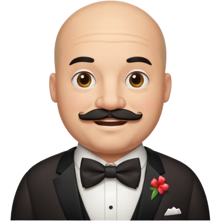 fat Bald guy with thick black mustache & bow tie emoji
