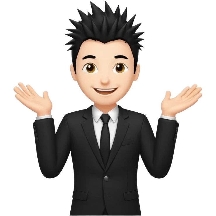fat spiky haired happy man with suit emoji