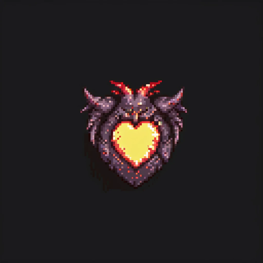 a glowing demon heart with flames emoji
