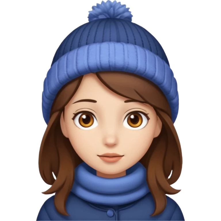 Niña ojos castaños, pelo castaño, ropa invierno emoji