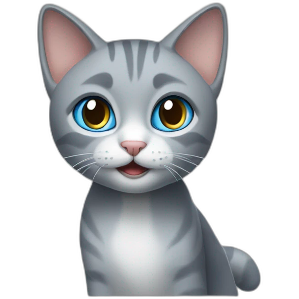 Blue eyed Grey Cat pointing smg emoji