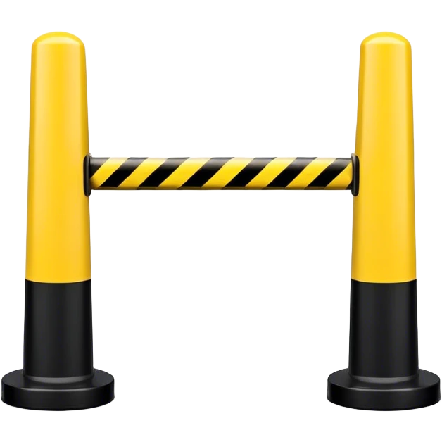 Two warning bollards with a caution tape stretched between them, marking a restricted or blocked area emoji