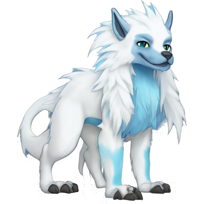 Cute Protogen-vernid-sergal-wickerbeast-fantasy-animal-fursona griffsnuff & LiLaiRa & Falvie full body white and light blue fur with white outline emoji