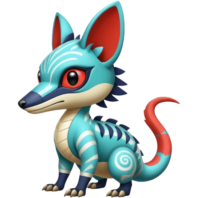  African Patterned stitched exotic tropical cyber-Sleuth-Loyd-Garmaddon-Litten-Linoone-Noibat-Fakémon-Pokémon-Vernid-creature emoji
