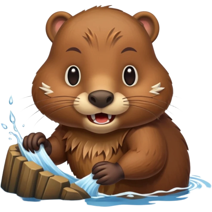 Cute beaver building a dam emoji