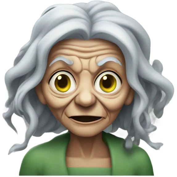 Scary old women with goblin emoji