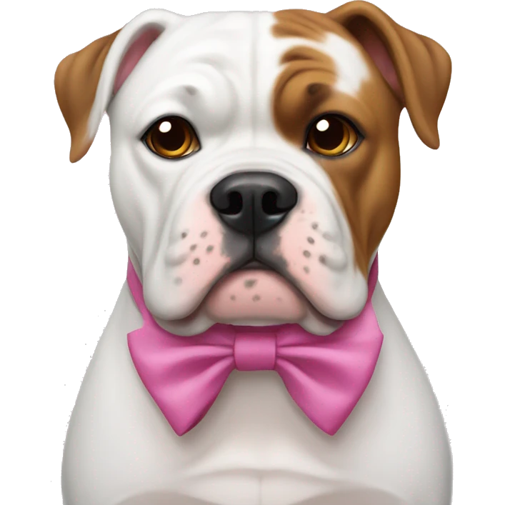 American bulldog wearing a bow emoji