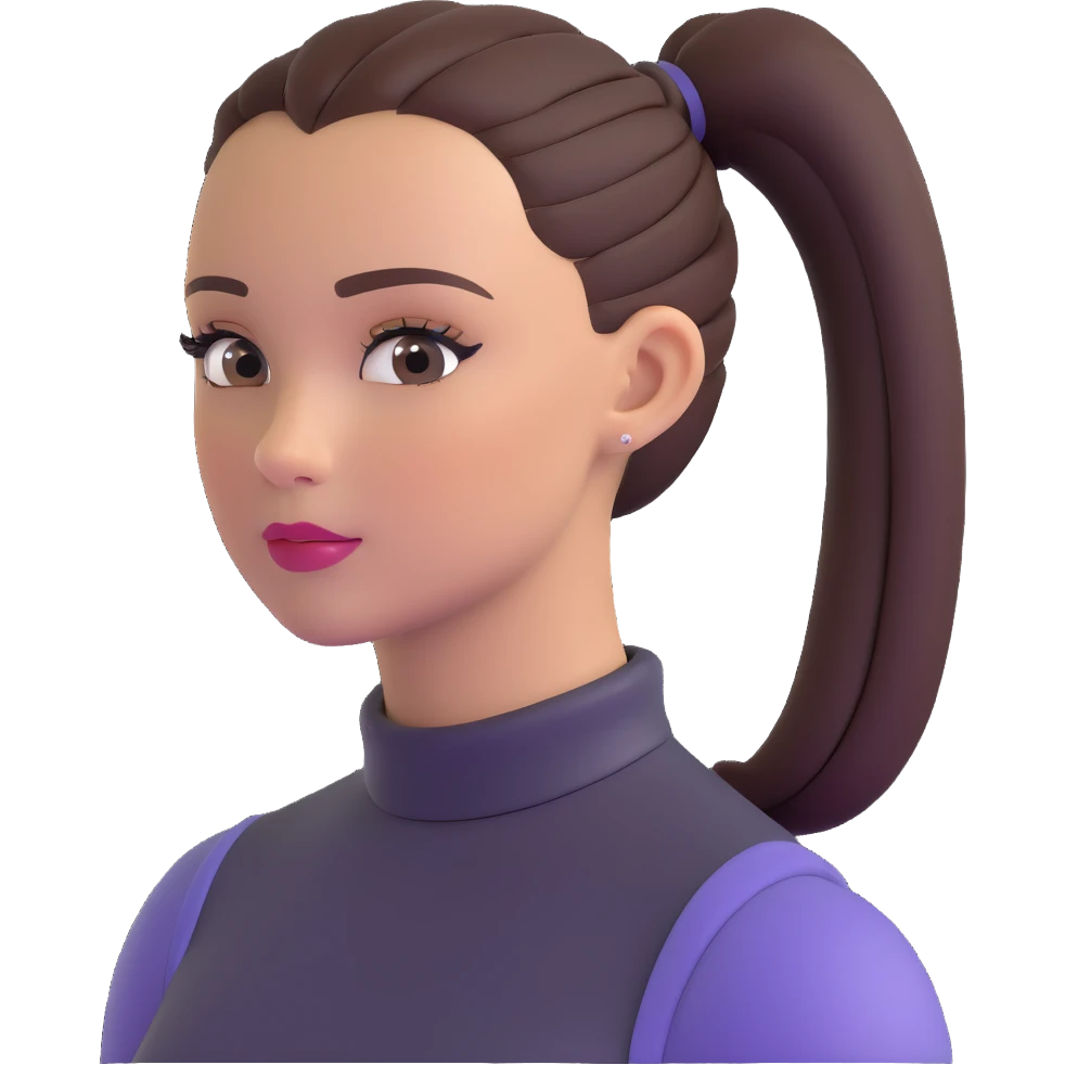 clean girl with smooth skin, subtle makeup, hair in a sleek ponytail emoji