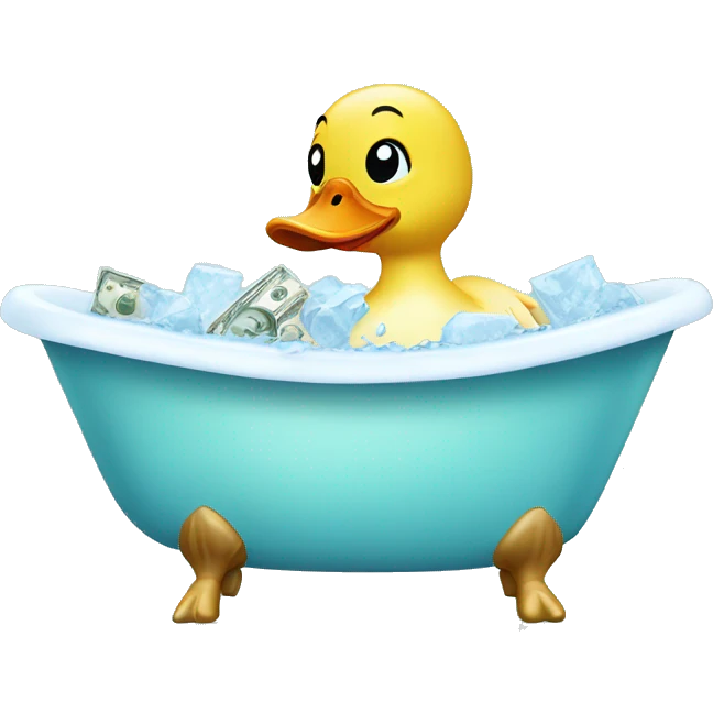 Bath duck with ice and money emoji