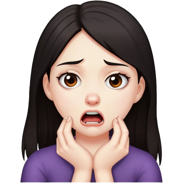Dark and eyes hair pale skin girl choking herself angered  emoji