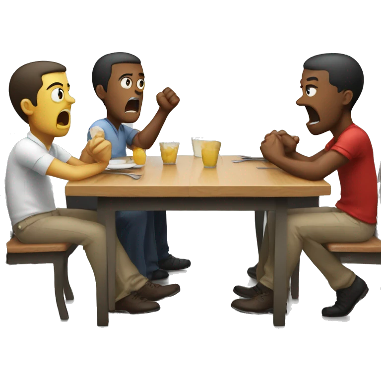 Angry friends arguing at a lunch table emoji