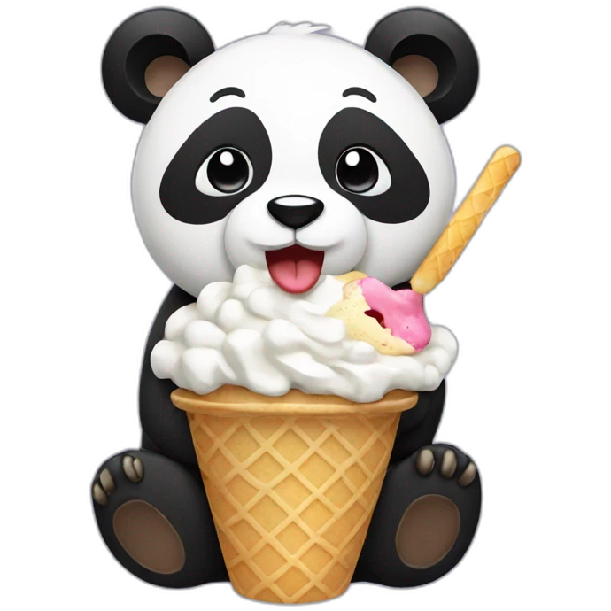 Panda eating ice cream emoji