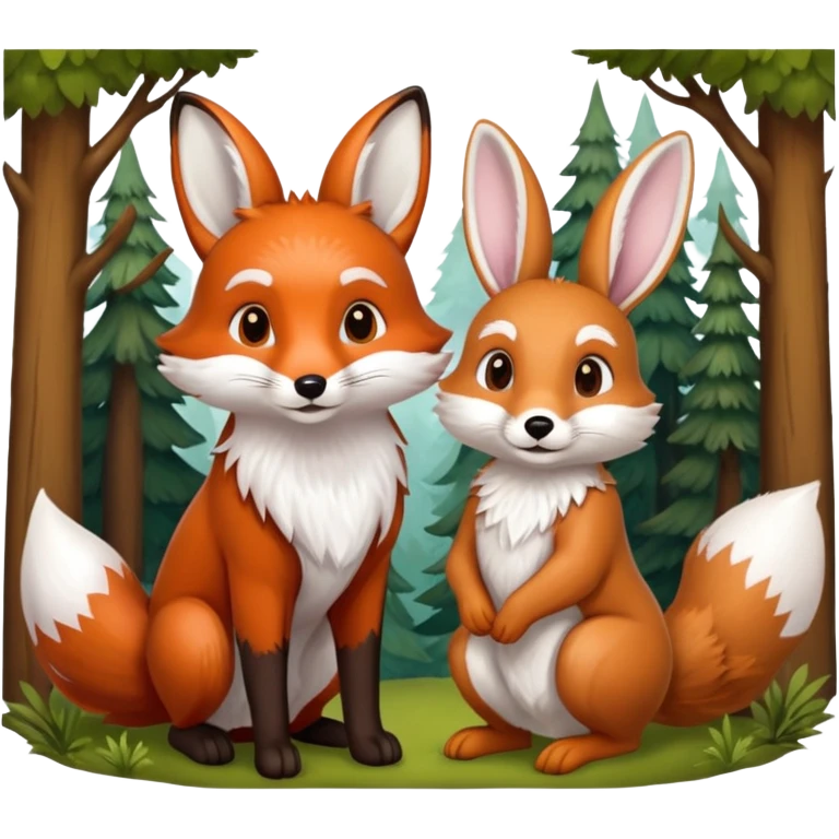 fox and rabbit emoji