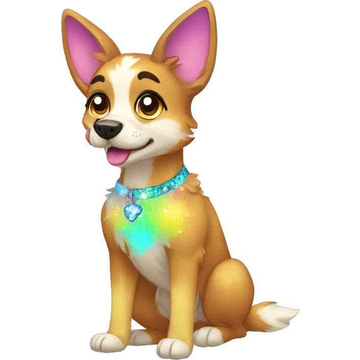 Colorful Sparkle-dog-fursona full body emoji