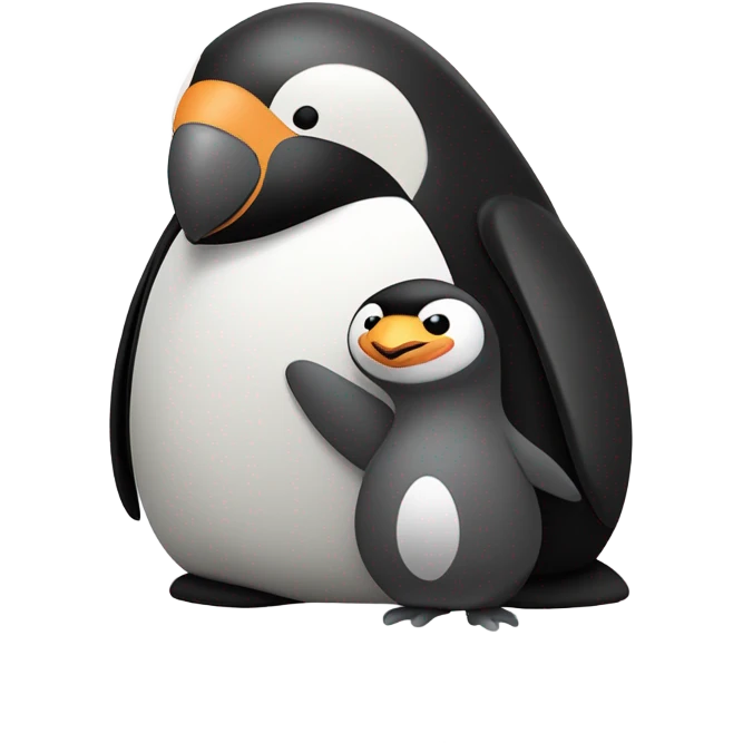 Penguin kissing monkey  emoji