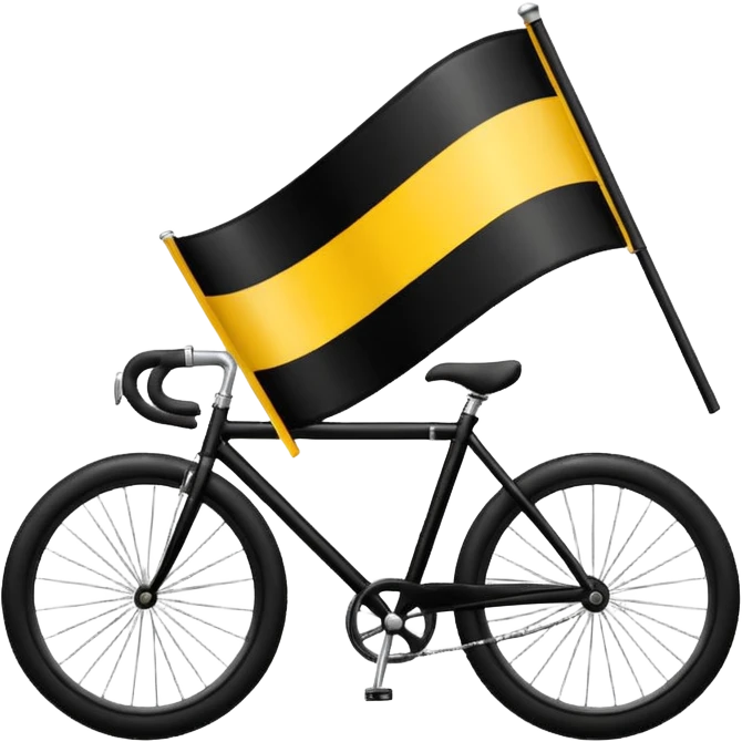 Design a premium TDP flag emoji with rich yellow background and elegant black bicycle symbol. Flat vector style, slightly glossy but minimal, high contrast, no text, no shadows. Square 1:1, transparent background, luxury emoji look for Instagram highlights. emoji