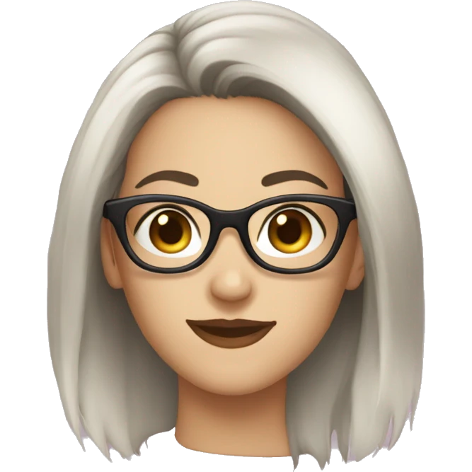 caucasian female, black hair with glasses emoji