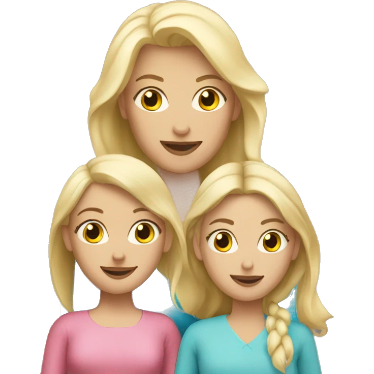 Blonde mom with two blonde girls emoji
