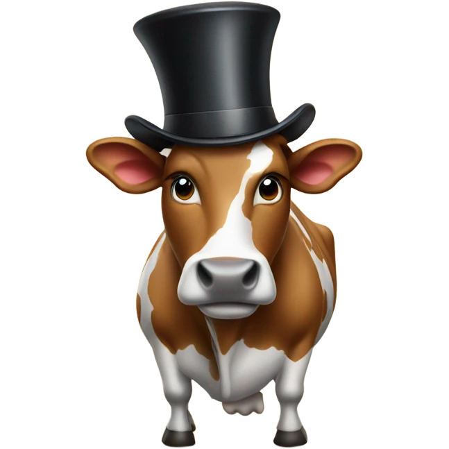 Cow wearing a top hat emoji