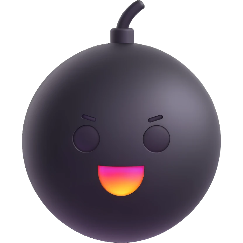 black bomb 3D emoji style with a sparkle emoji