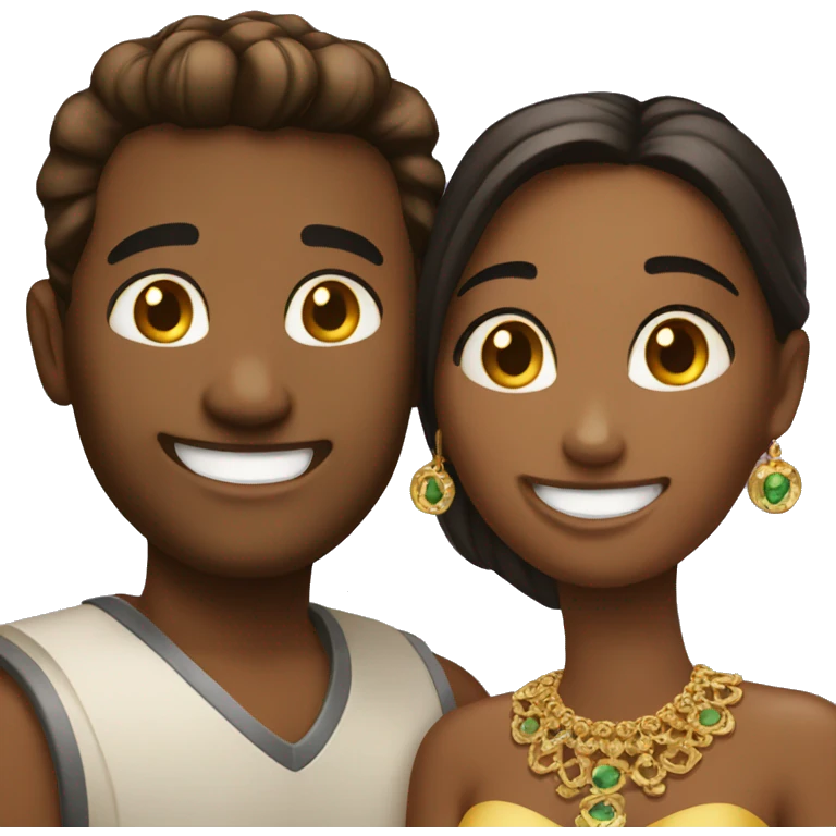 smiling couple with jewelry emoji