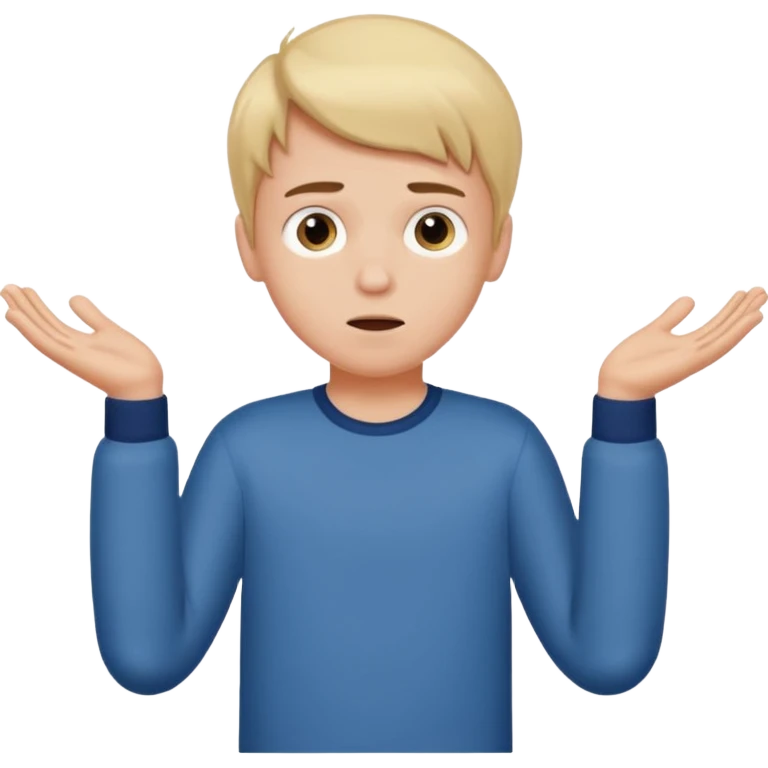 A boy shrugging with 6 over one hand and 7 over the other emoji