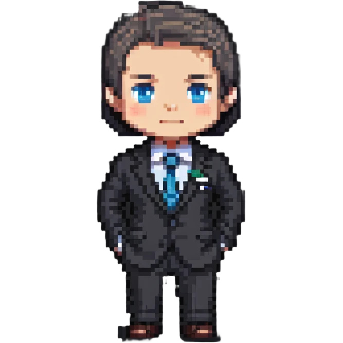 simple chibi businessman in suit emoji