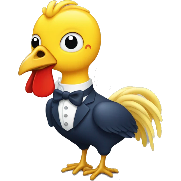 Macron sur le coq emoji
