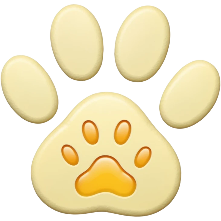 a pale pastel yellow pawprint emoji