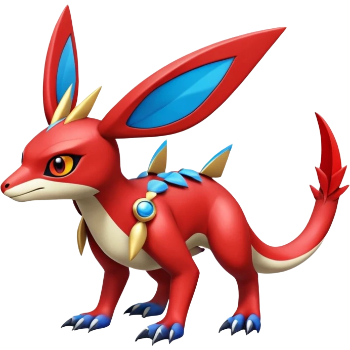  Cute Shiny Exotic Colorful Guilmon-Latias-Koraidon-Umbreon-Fakémon-hybrid-creature (full body)  emoji