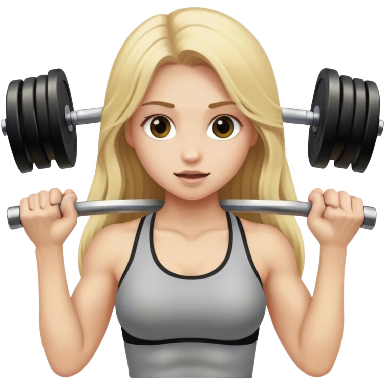  girl with long blonde hair lifting weights emoji