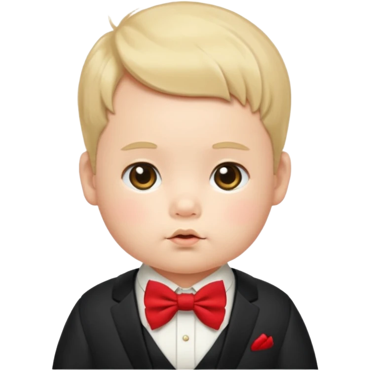 baby guy, wearing japan royal ancient custome, red bow tie emoji