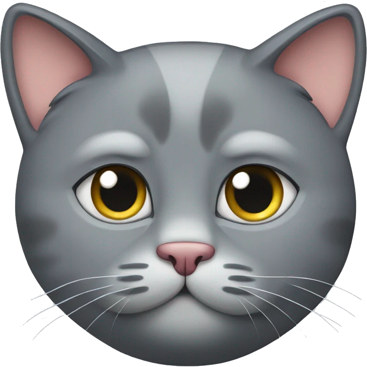 a big fat gray cat with a speck emoji