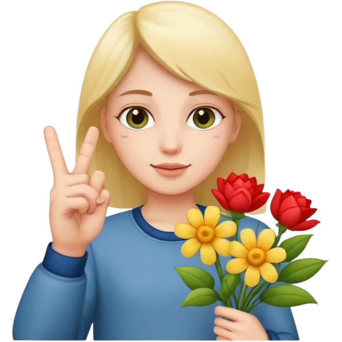 💐 and middle fingers  emoji