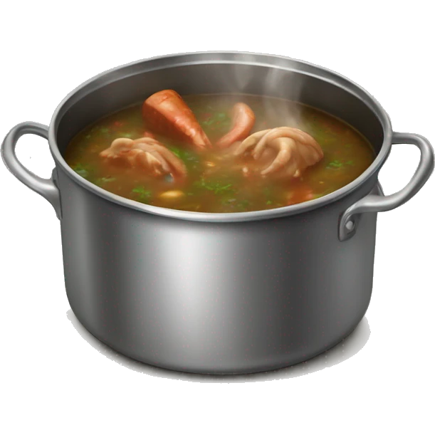 Realistic single pot of Gumbo cooking with steam emoji