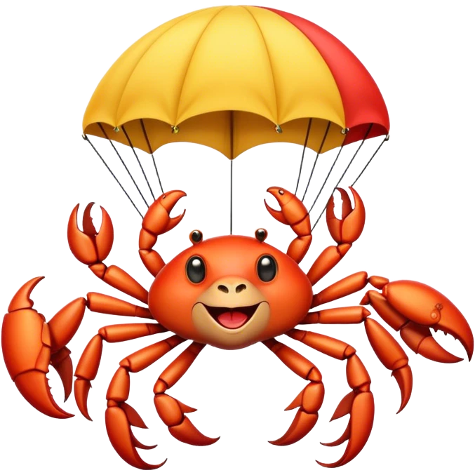 monkey-crab flying with big parachute emoji