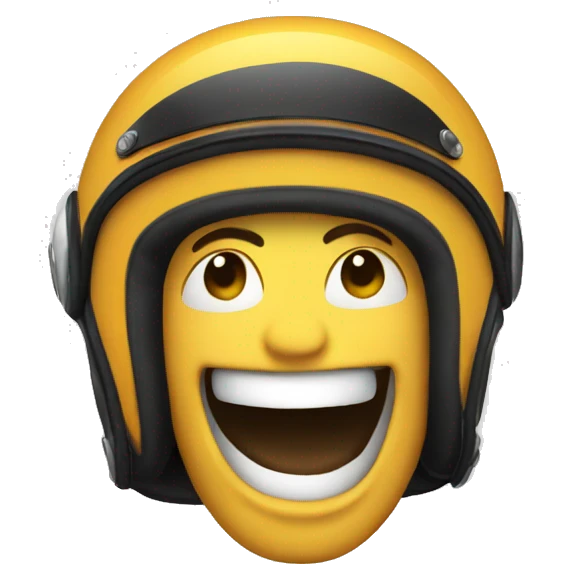 Happy face with motorcycle helmet emoji