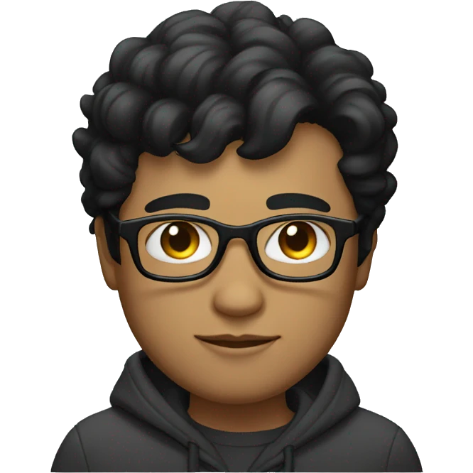 a young man with a fatter face, fair skin, straight black hair and glasses emoji