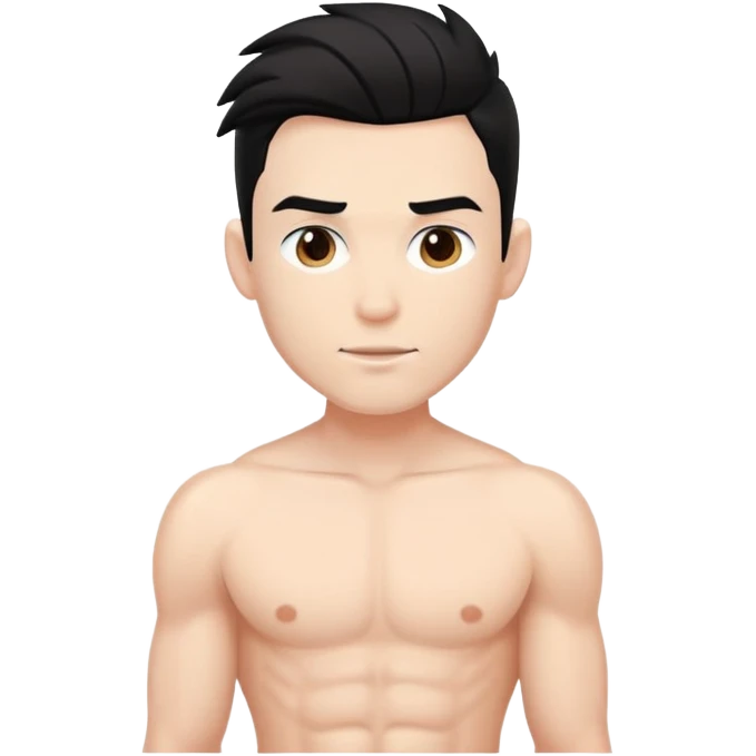 shirtless male athlete with white skin and slightly wavy black hair on top with shaved sides emoji