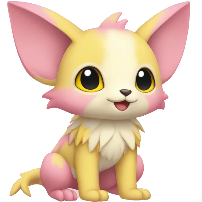 Cute cool beige yellow pink animal hybrid Fakemon full body emoji