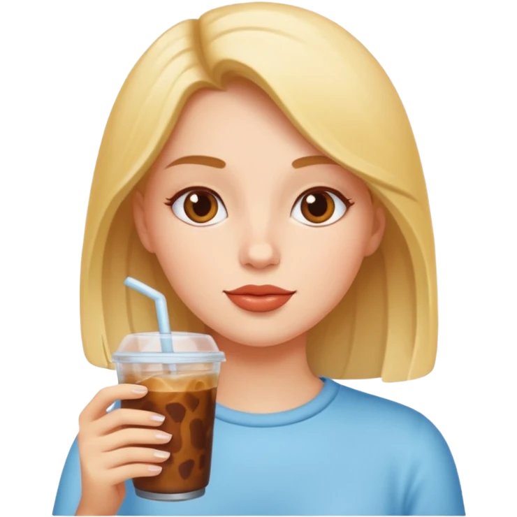 Girl sipping an iced coffee emoji