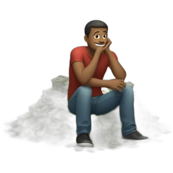 man sitting on a huge pile of money  emoji