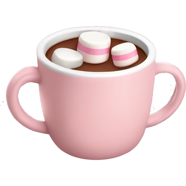 Light Pink mug of hot chocolate with marshmallows  emoji
