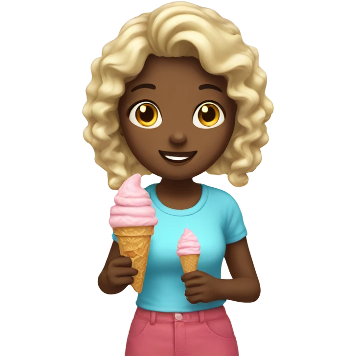 pretty girl eating ice cream cone emoji