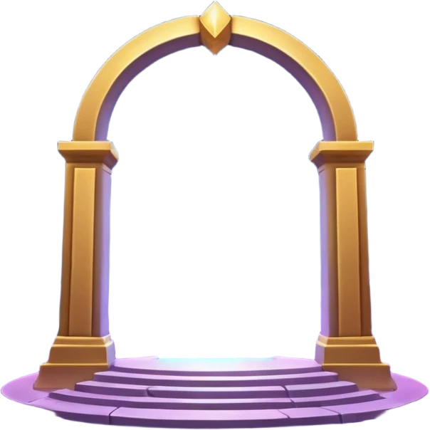 universe gate object icon, gigantic cosmic portal doorway, swirling galaxy energy inside, glowing starry aura, mystical space runes, fantasy sci-fi style, 3D cartoon, mobile game icon style, centered, clean background, no text, no watermark emoji