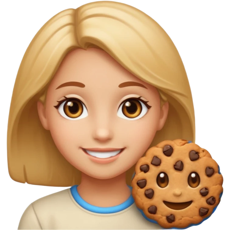 Girl smiling with cookie eyes emoji