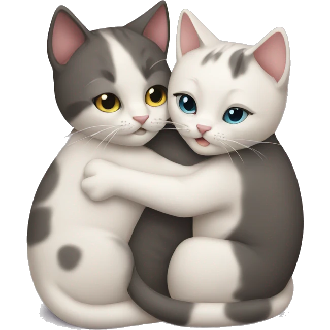 two kitties hugging emoji